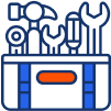 Icon graphic of a tool box and tools representing the handyman industry.