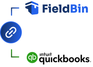 Graphic showing FieldBin and Quickbooks can integrate into one another.