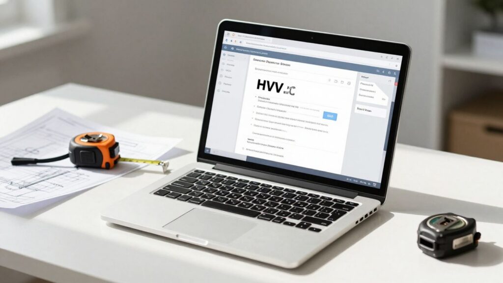 HVAC estimating software on a laptop.