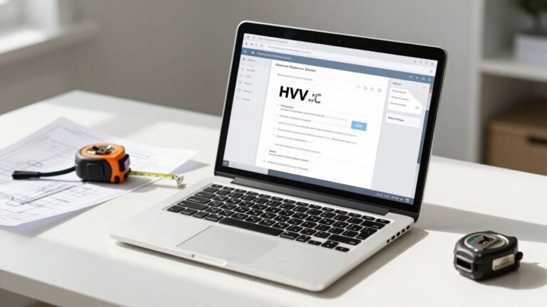 HVAC estimating software on a laptop.
