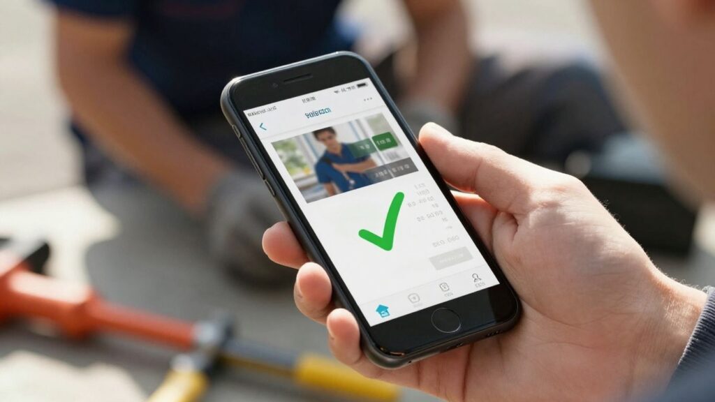 Field service invoice on a smartphone screen.