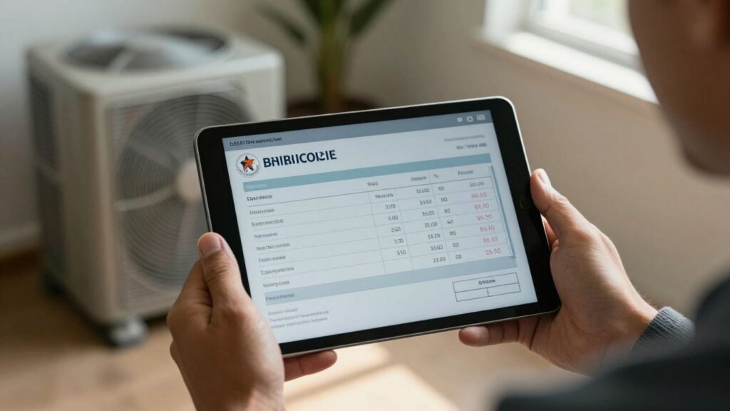HVAC invoice on a tablet, getting paid faster.