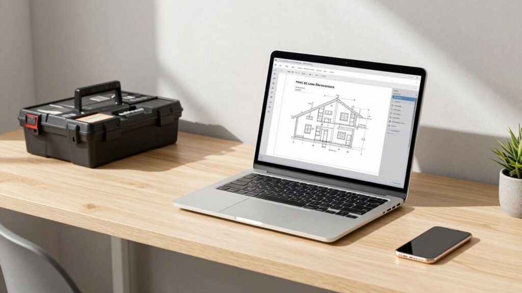 HVAC software on a laptop on a desk.