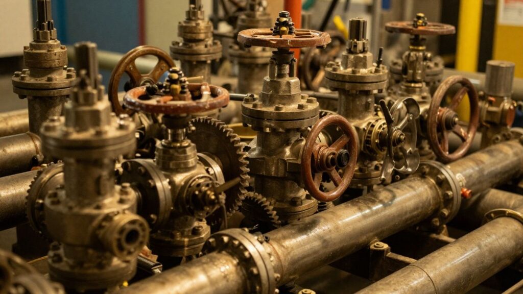 HVAC system components and intricate machinery.